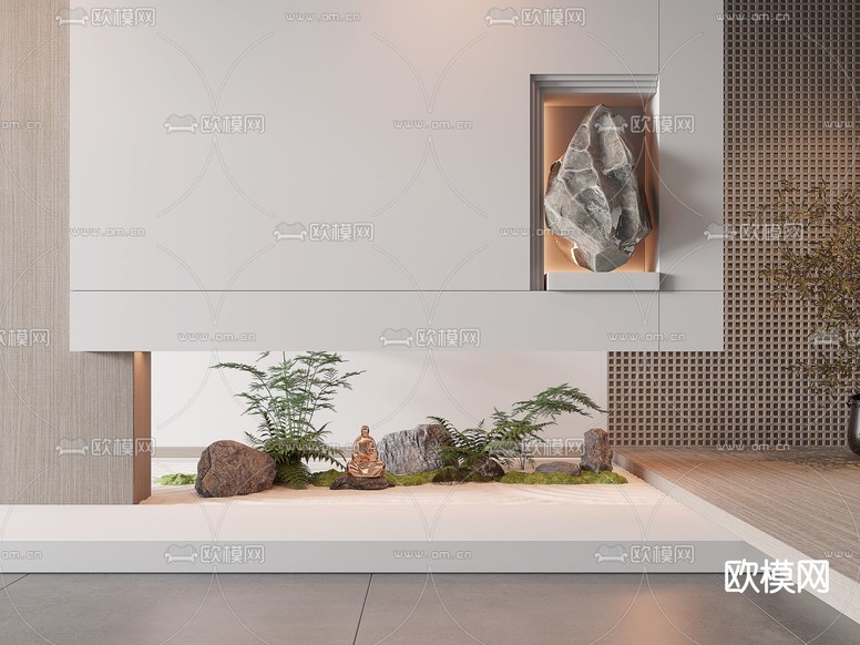绿植堆 禅意小品 室内造景3d模型下载