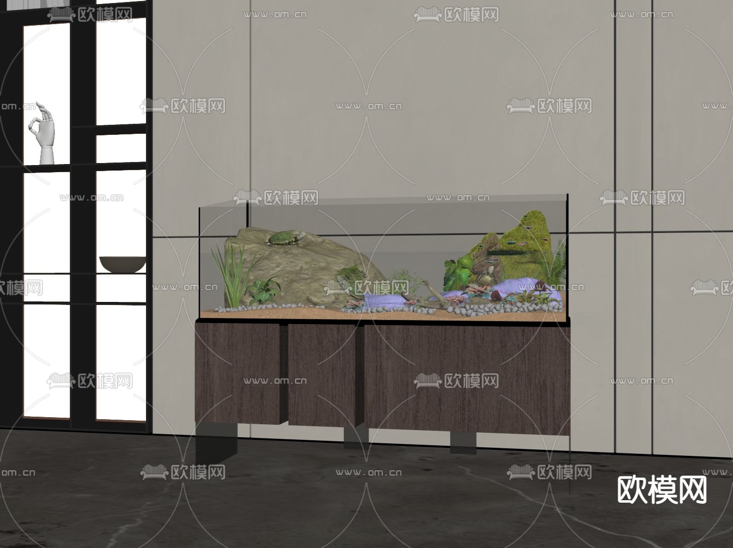 鱼缸 水族 恒温鱼缸su模型下载（渲染图2）
