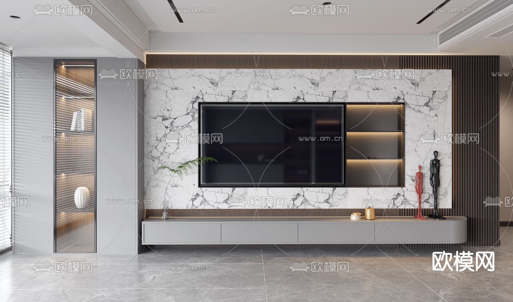 电视背景墙3d模型下载