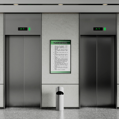  电梯门 电梯间 小区电梯su模型 