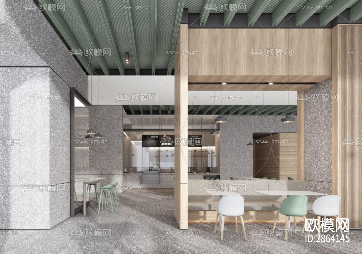 员工食堂效果图CAD施工图下载（渲染图10）