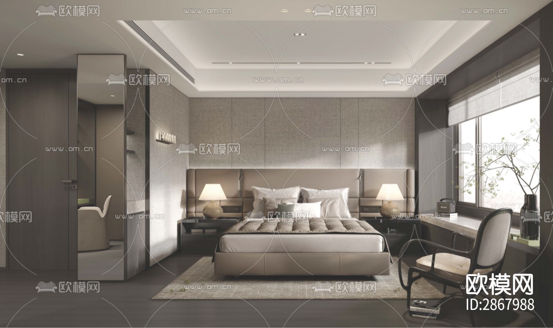 189m²平层样板间CAD施工图下载（渲染图8）