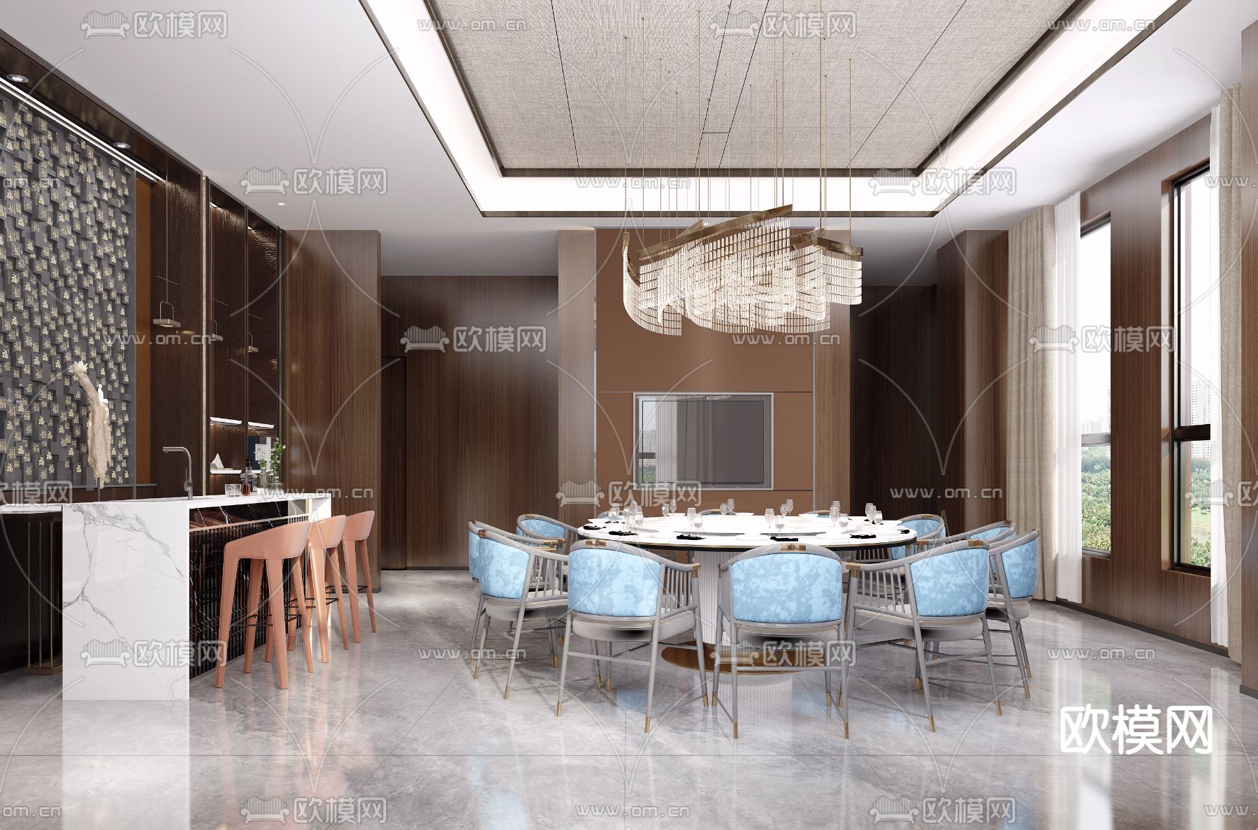 中餐厅包厢 酒店包房3d模型下载