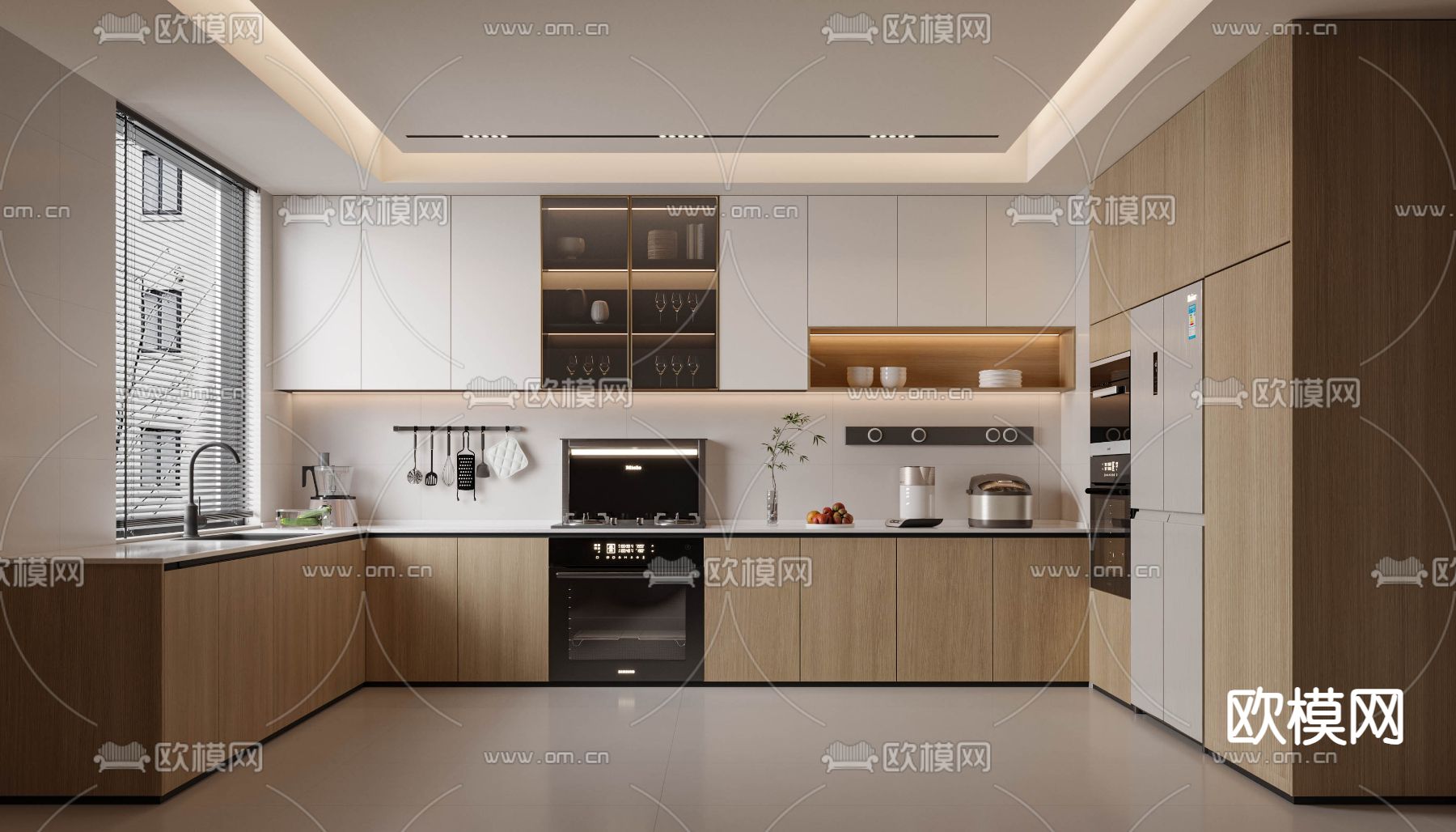现代厨房 橱柜3d模型下载