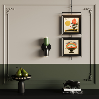  法式装饰画su模型 