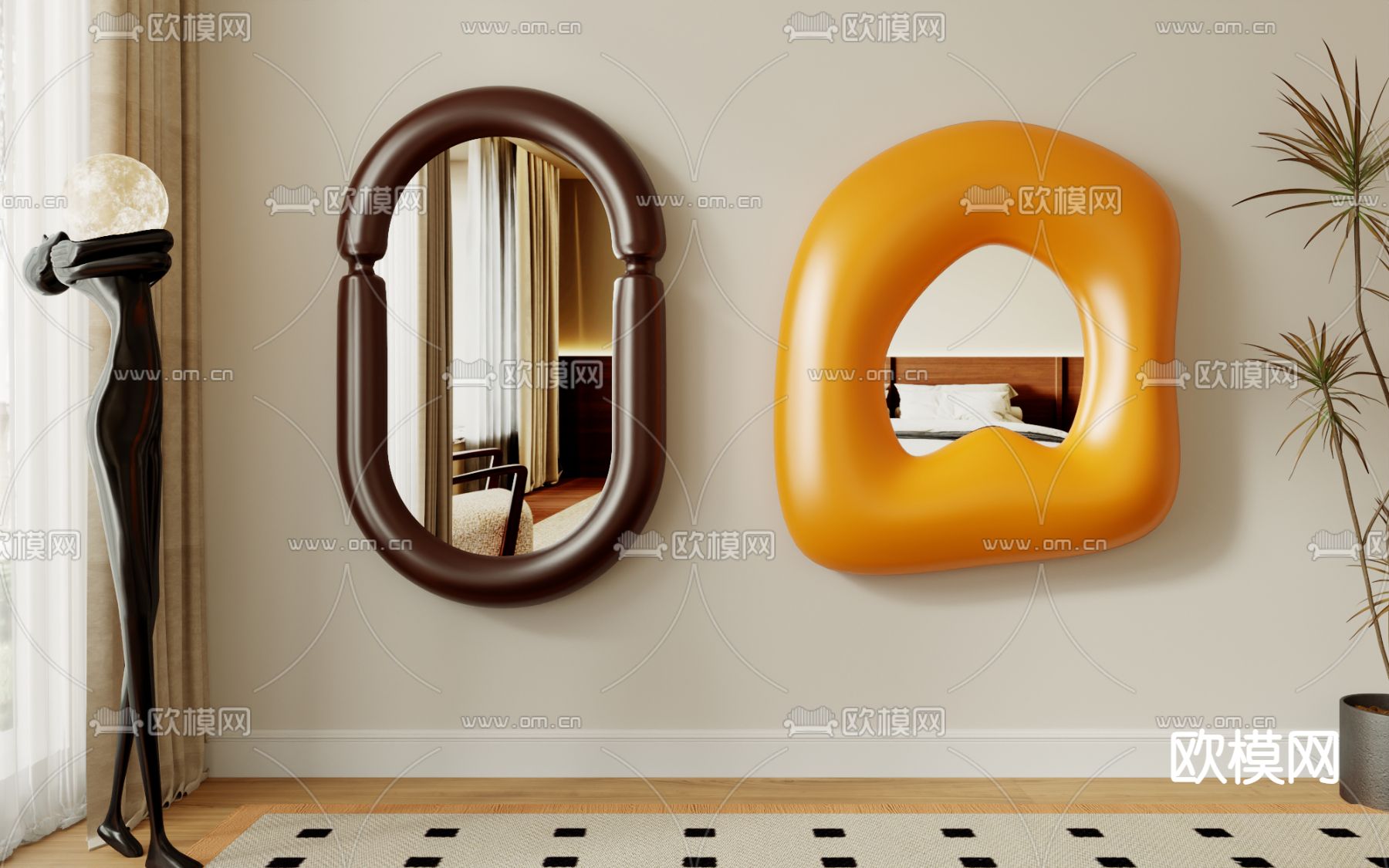 异形镜子 装饰镜3d模型下载