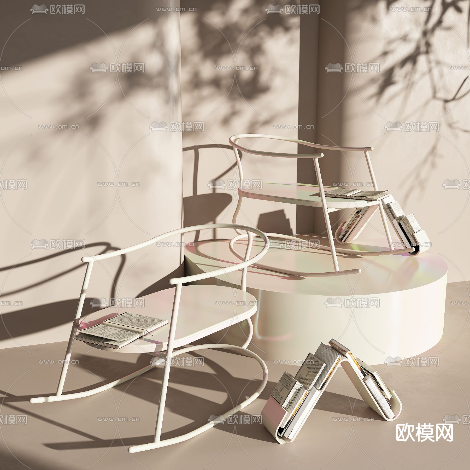 奶油风椅子 摇摇椅 休闲椅3d模型下载