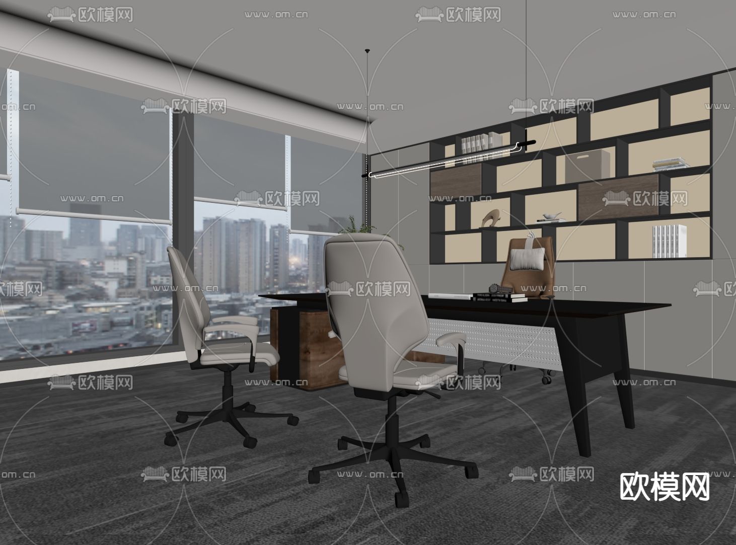 现代经理办公室su模型下载（渲染图2）