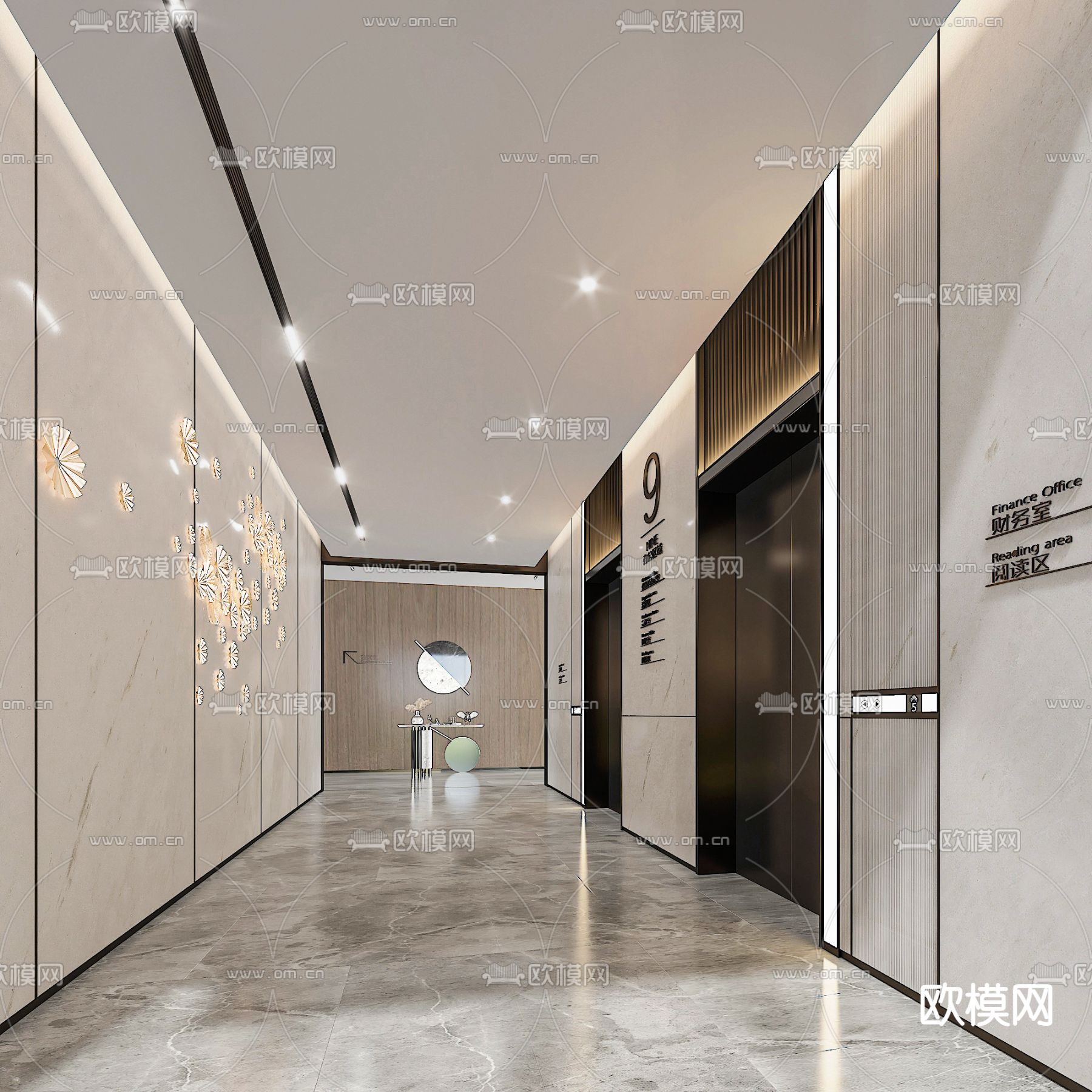 办公楼电梯厅3d模型下载