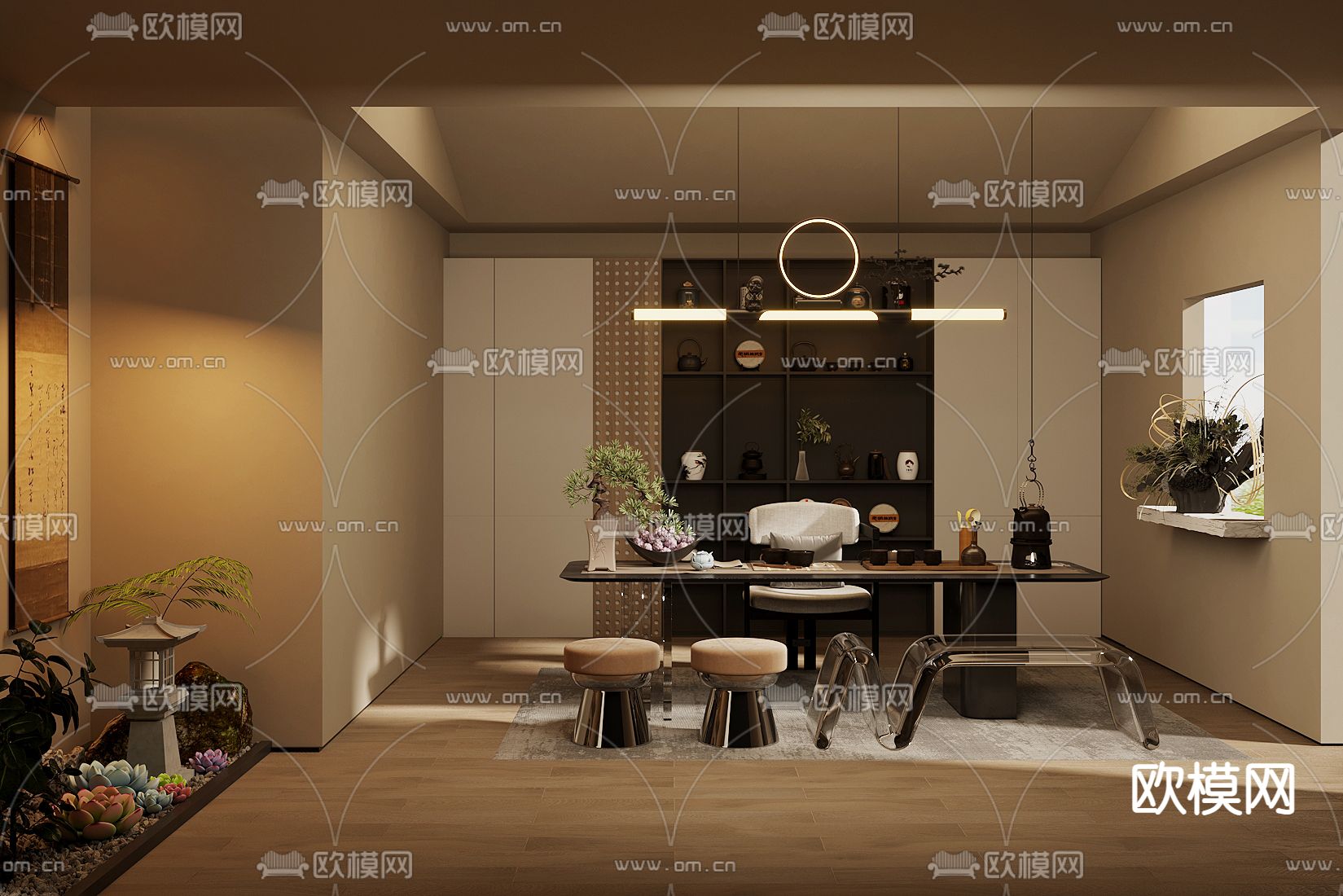 侘寂风茶馆 茶室3d模型下载