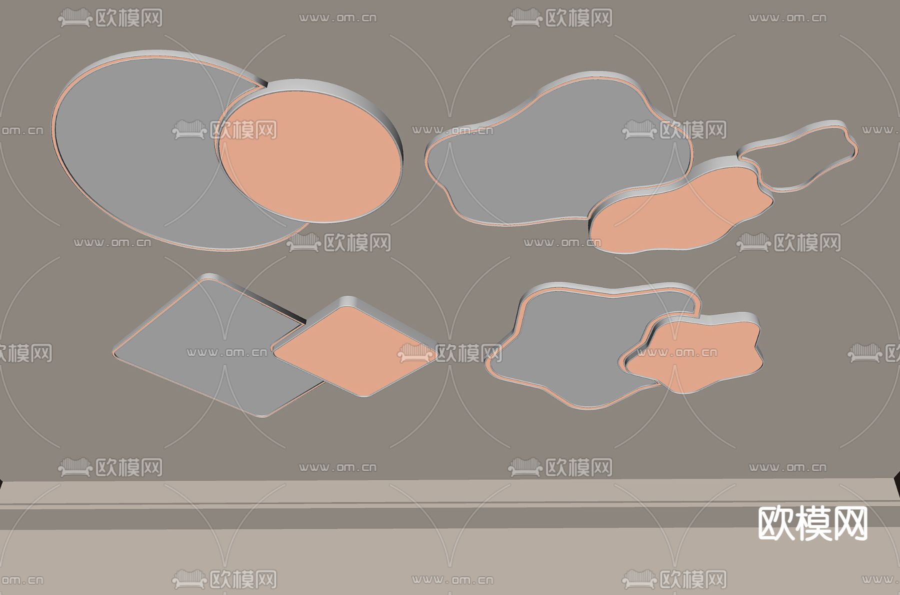 现代吸顶灯su模型下载（渲染图2）