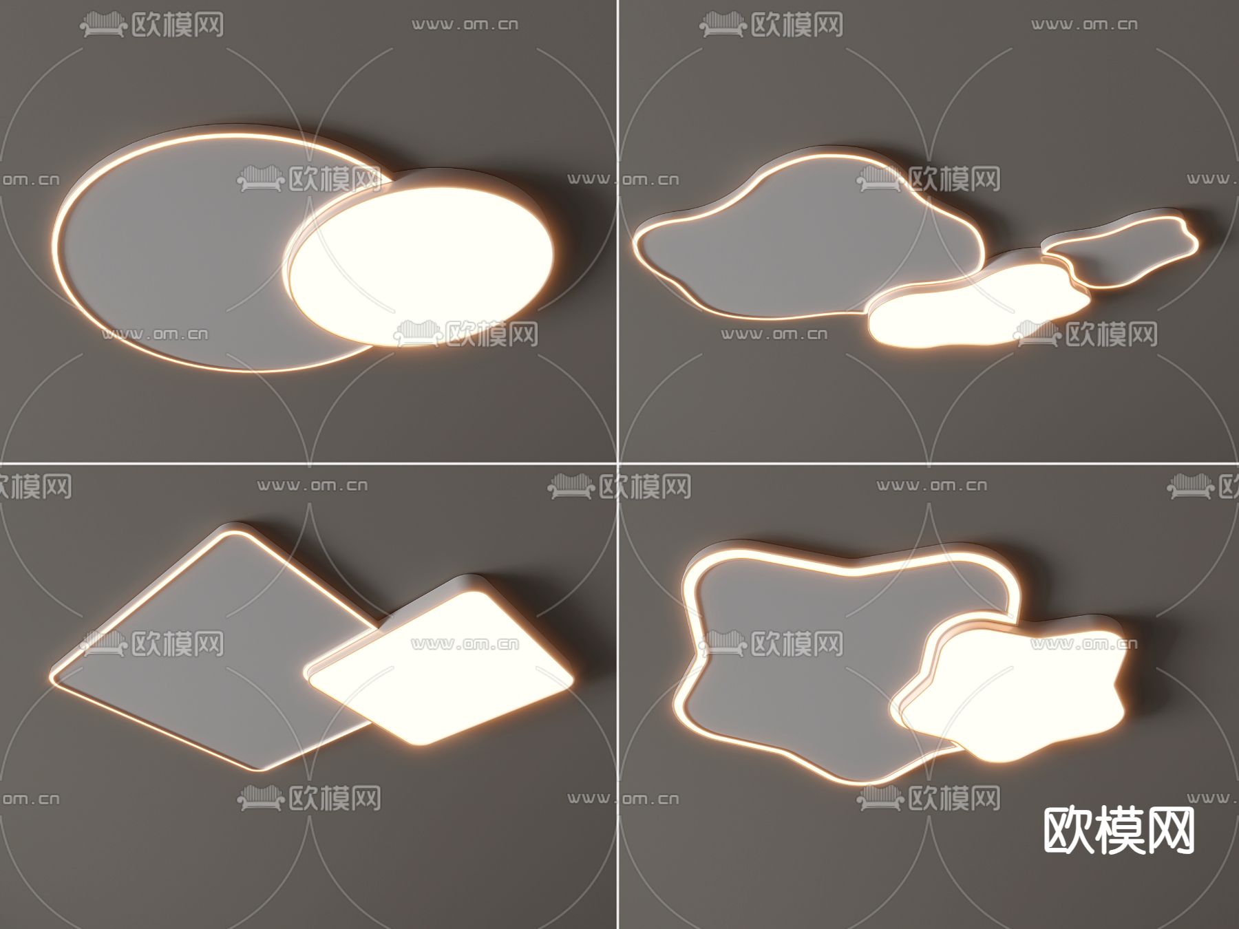 现代吸顶灯su模型下载（渲染图1）