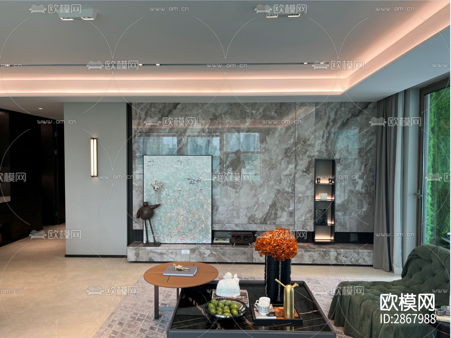 189m²平层样板间CAD施工图下载（渲染图10）