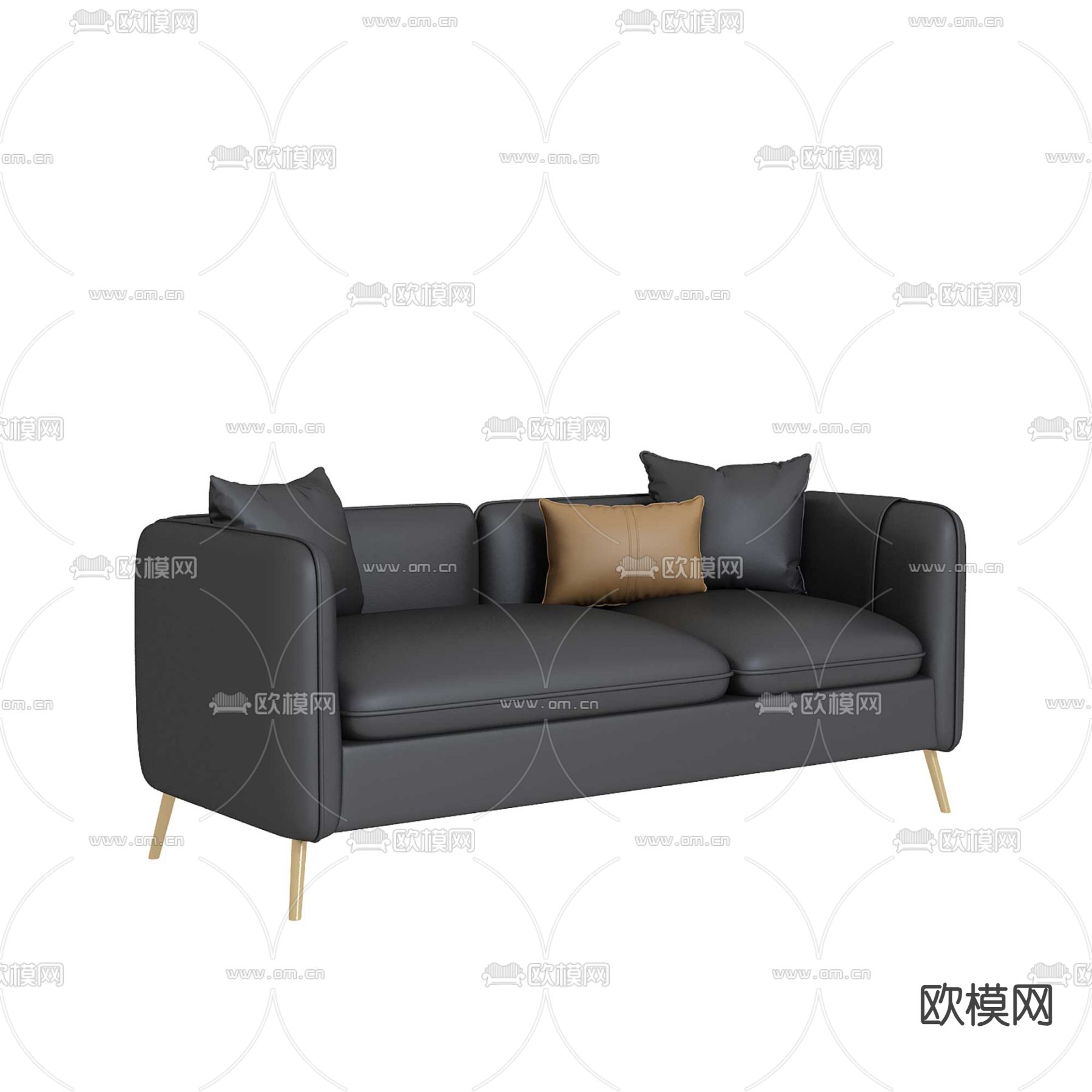 皮革沙发免费3d模型下载