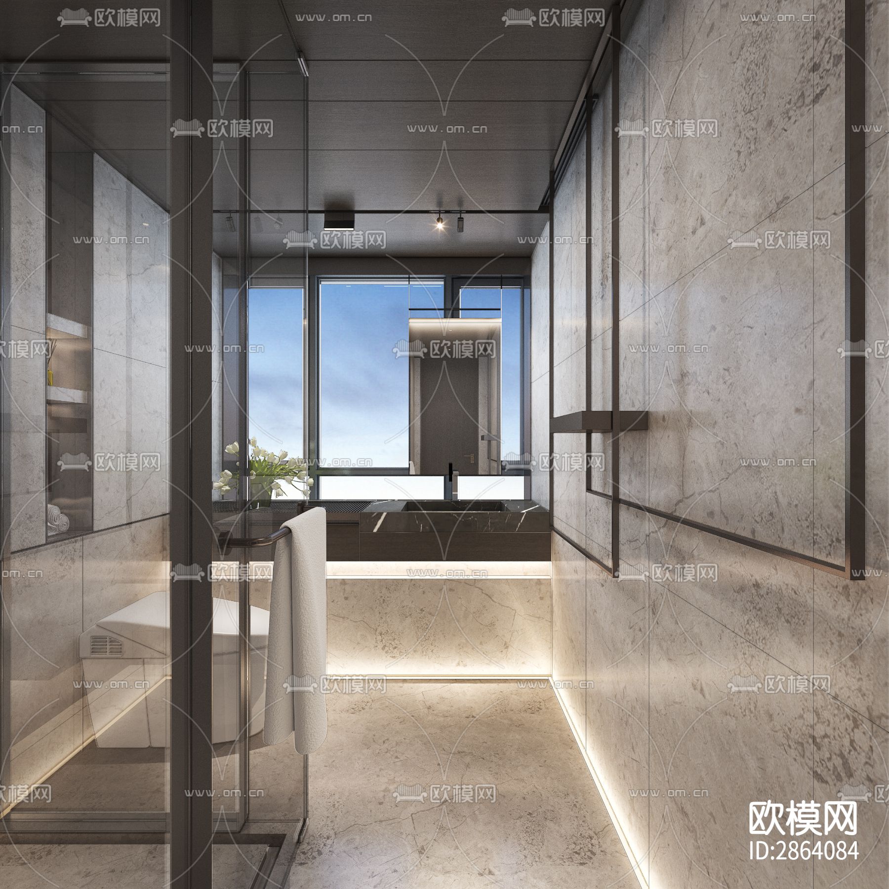 220m²深圳平层私宅效果图CAD施工图下载（渲染图7）