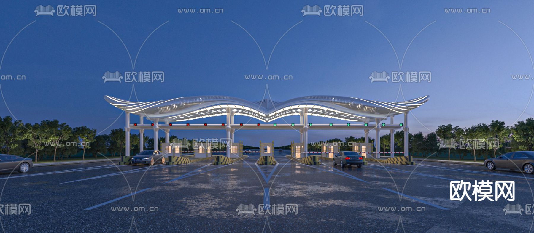 高速公路 收费站3d模型下载