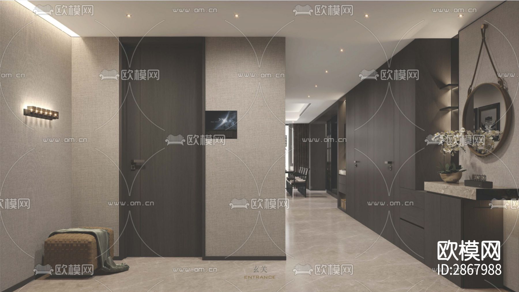 189m²平层样板间CAD施工图下载（渲染图5）