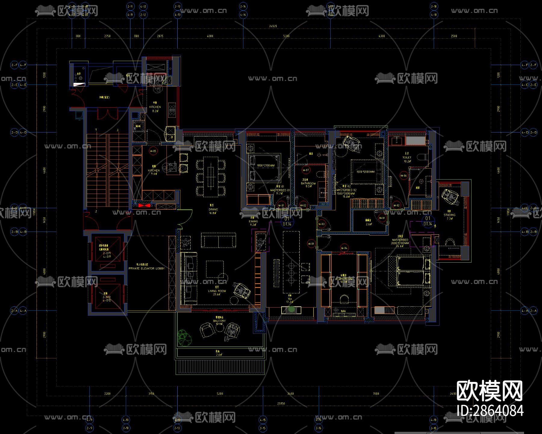 220m²深圳平层私宅效果图CAD施工图下载（渲染图9）