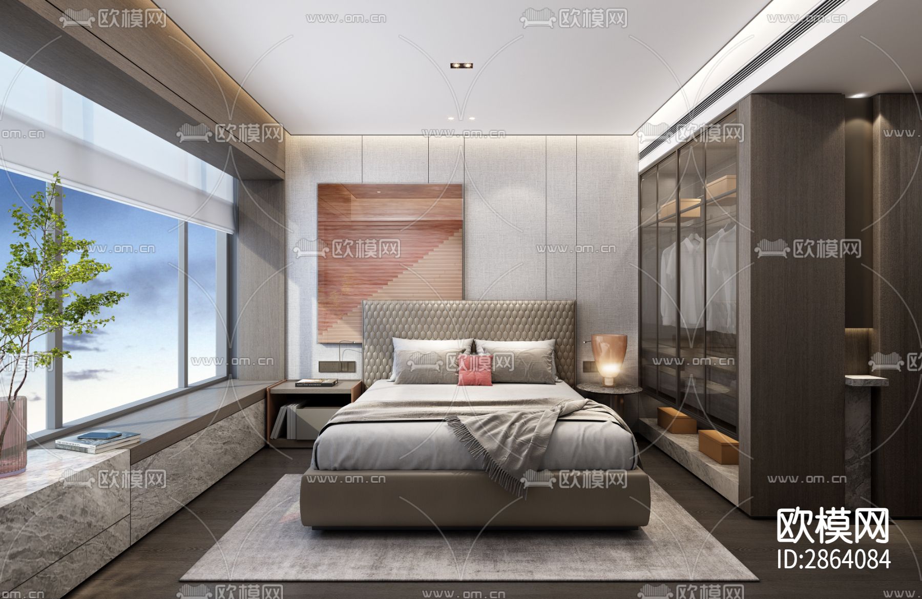 220m²深圳平层私宅效果图CAD施工图下载（渲染图2）