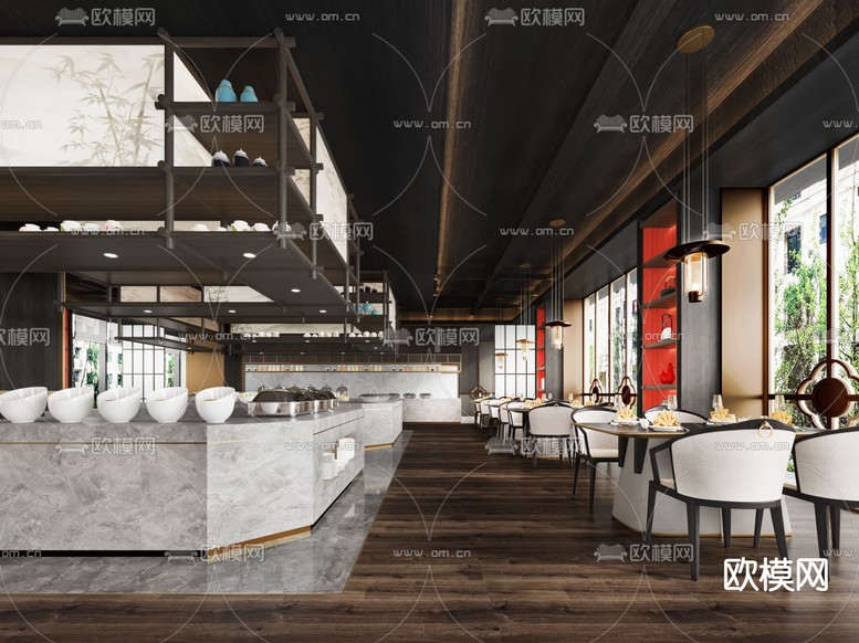 自助餐廳3d模型下載(渲染圖1)