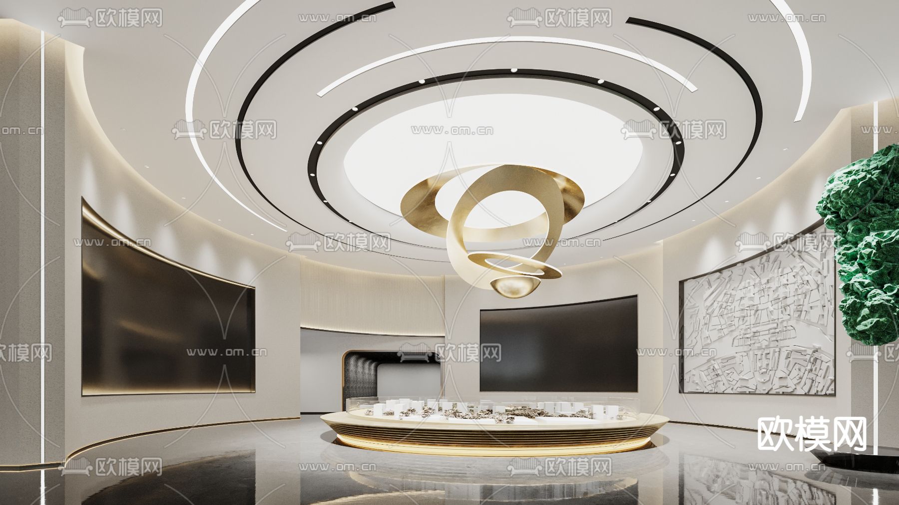 售楼处沙盘区su模型下载（渲染图1）