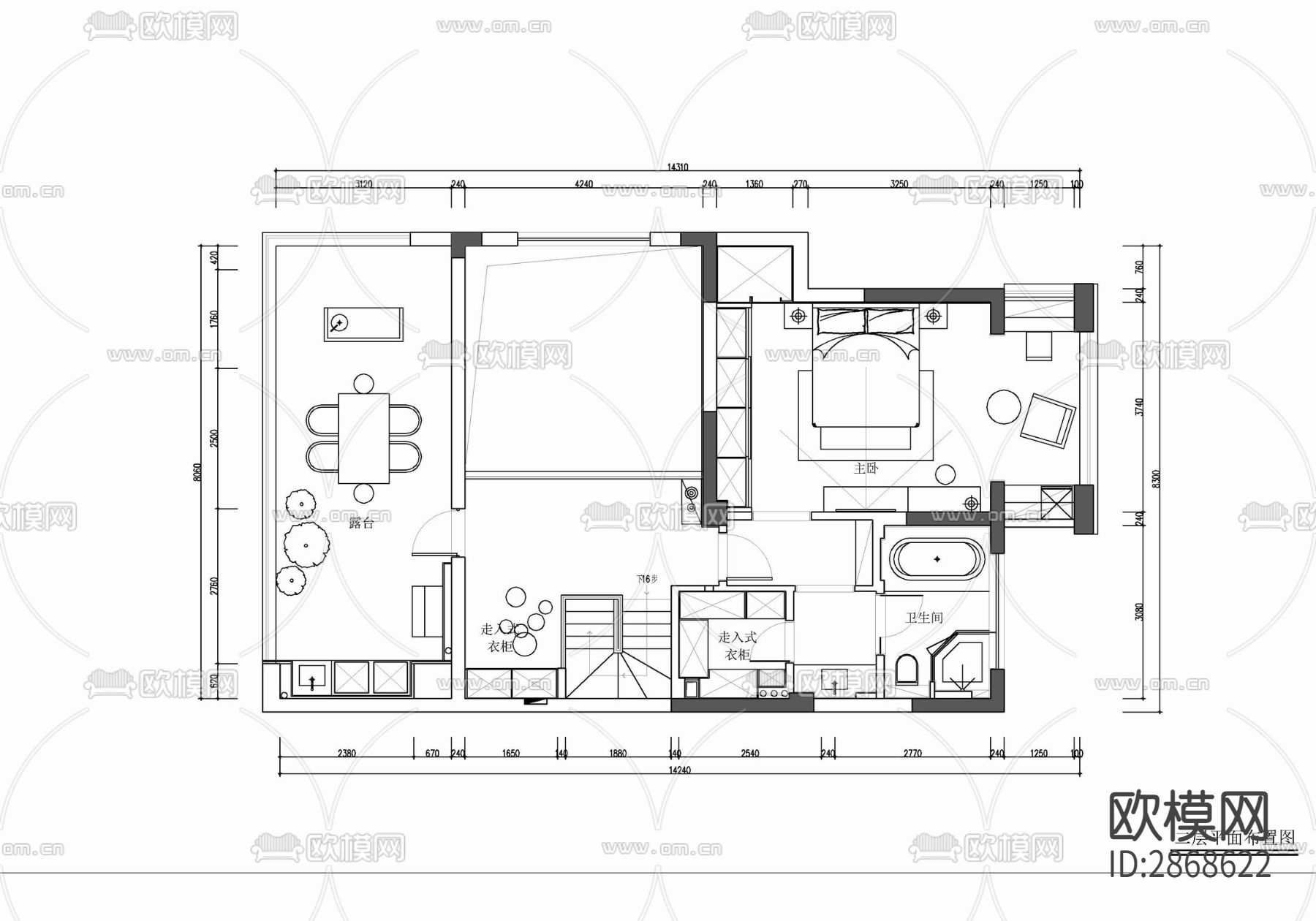 240㎡两层别墅家装 家装 别墅 洋房 私宅 豪宅cad施工图下载（渲染图2）