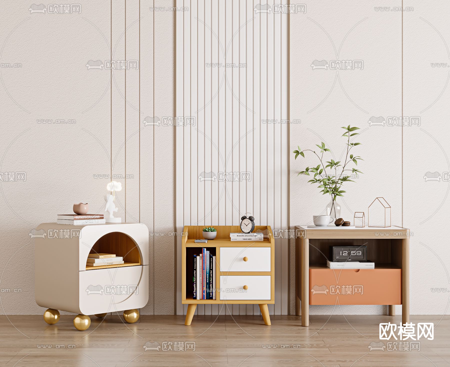 北欧床头柜3d模型下载