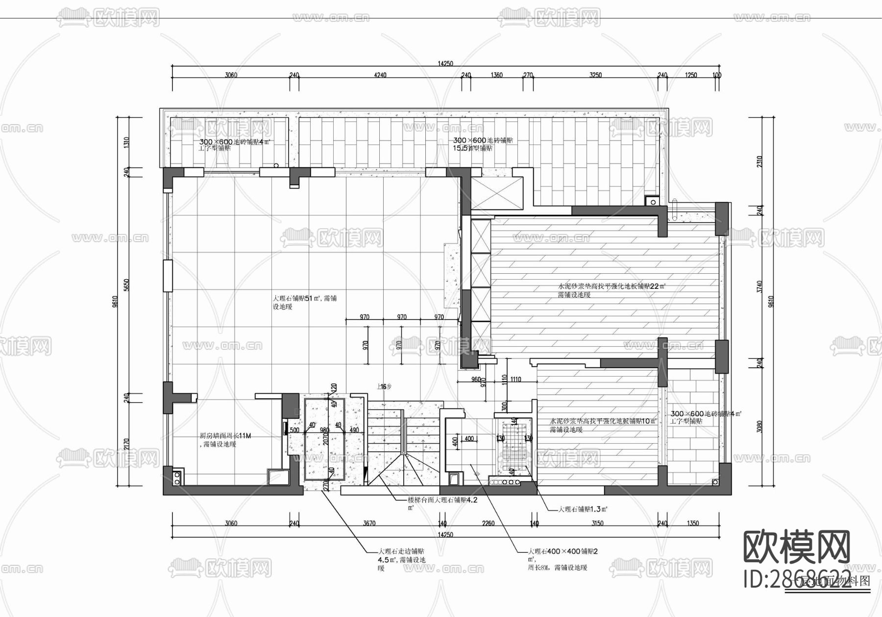 240㎡两层别墅家装 家装 别墅 洋房 私宅 豪宅cad施工图下载（渲染图3）