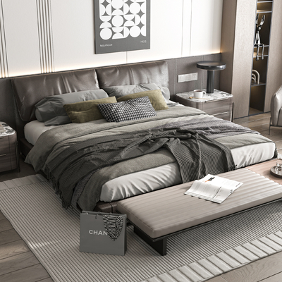  Minotti 双人床su模型 