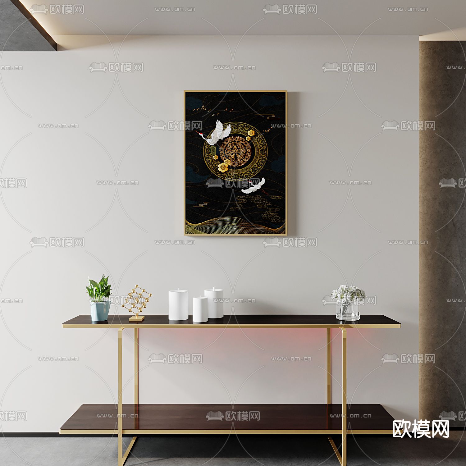 后现代挂画 龙凤吉祥画3d模型下载