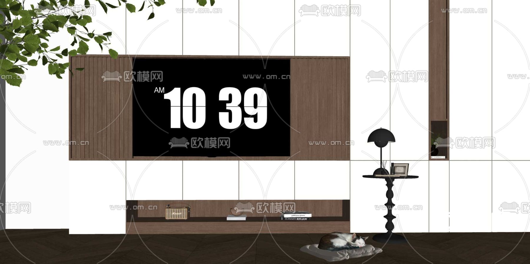 现代电视柜 边几su模型下载（渲染图2）