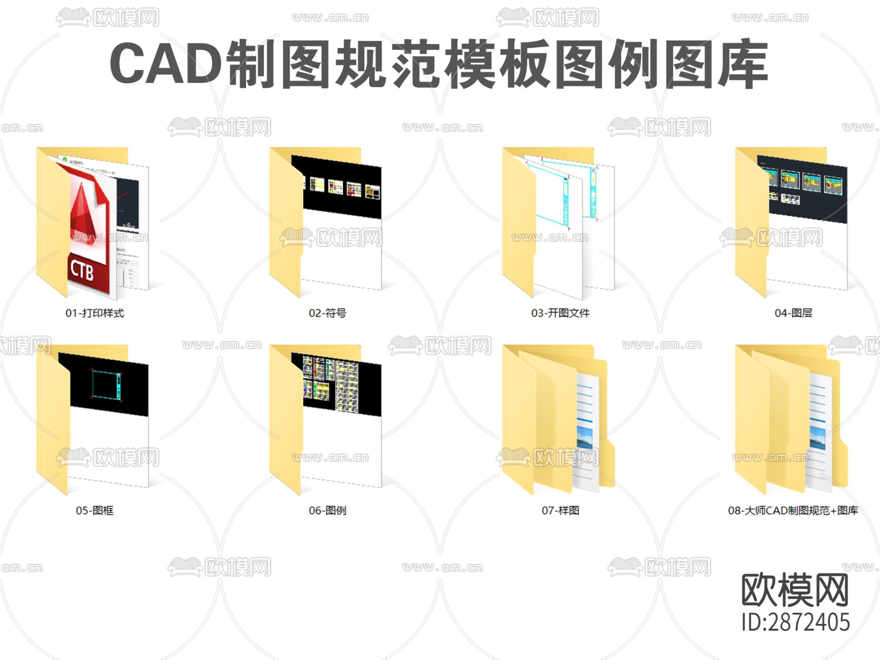 2023最新CAD制图规范模板图例cad图库下载（渲染图2）