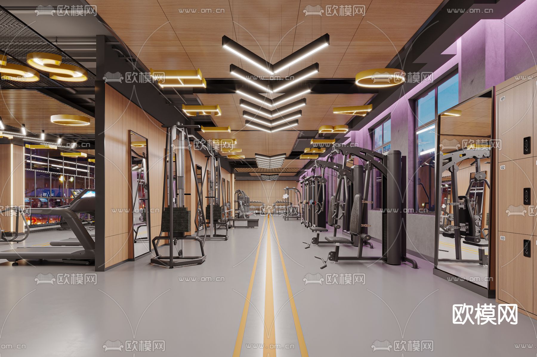 现代健身房3d模型下载