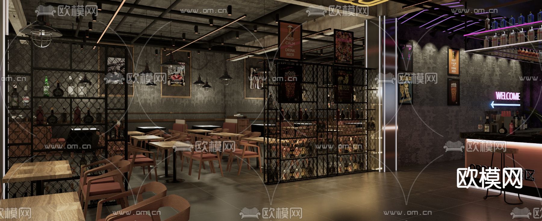 工业风酒吧su模型下载（渲染图3）