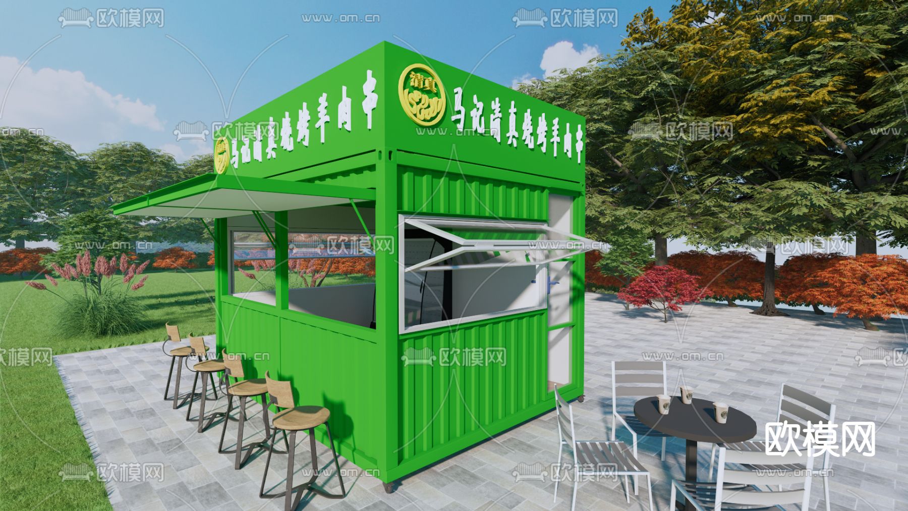 集装箱烧烤店su模型下载（渲染图3）