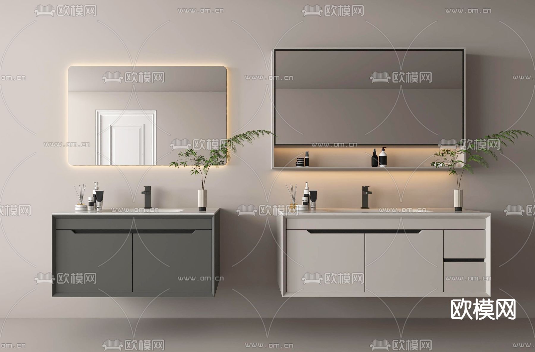 现代浴室柜 台盆 洗手台3d模型下载