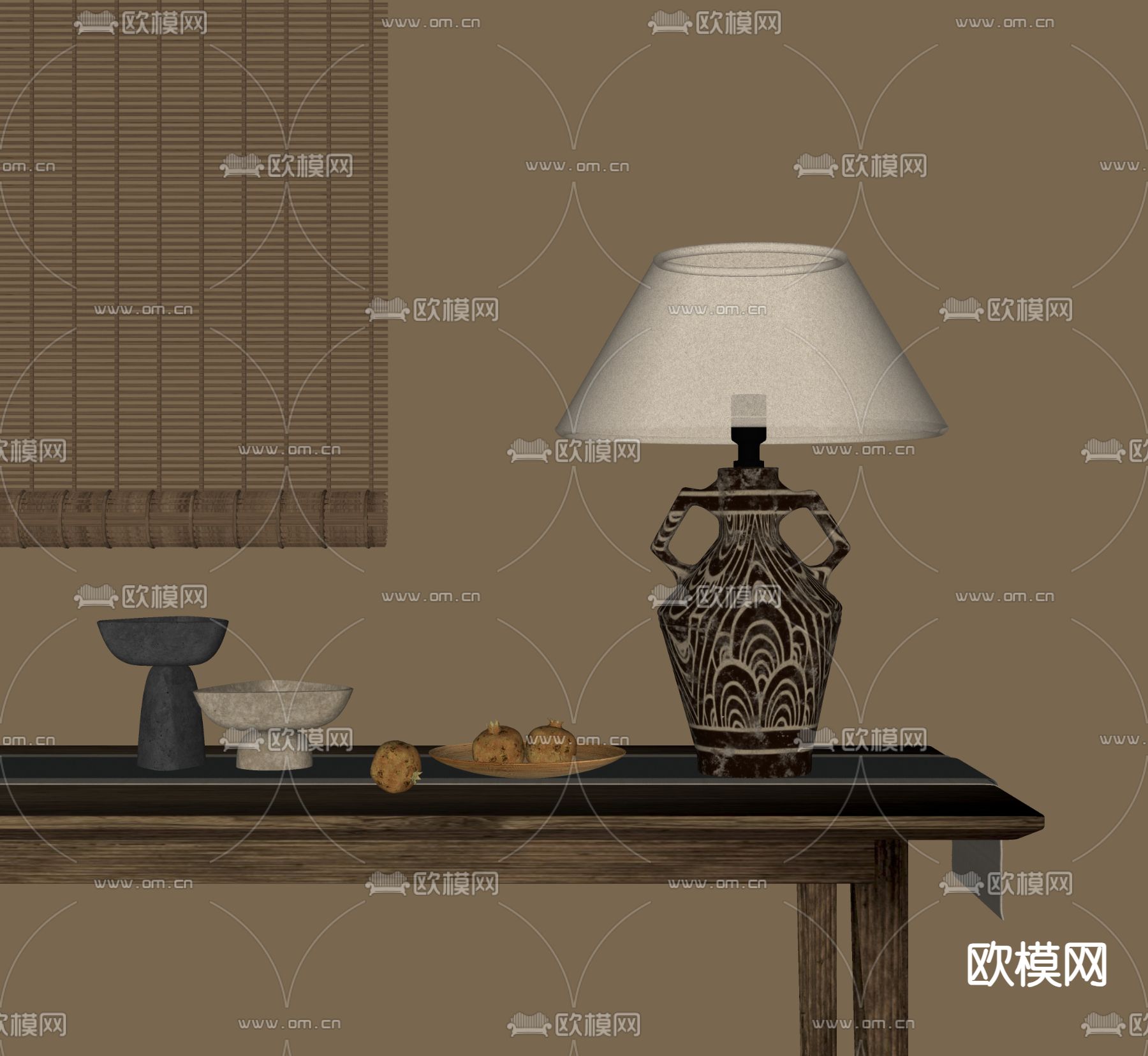 中古台灯su模型下载（渲染图2）
