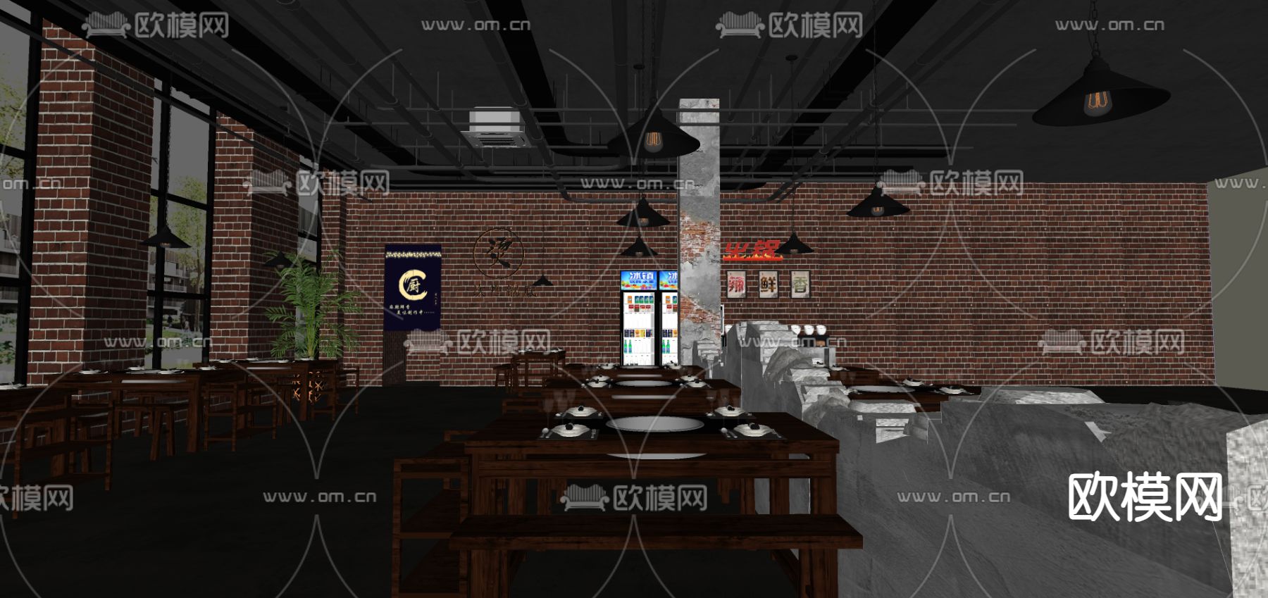 叙利亚工业风餐厅su模型下载