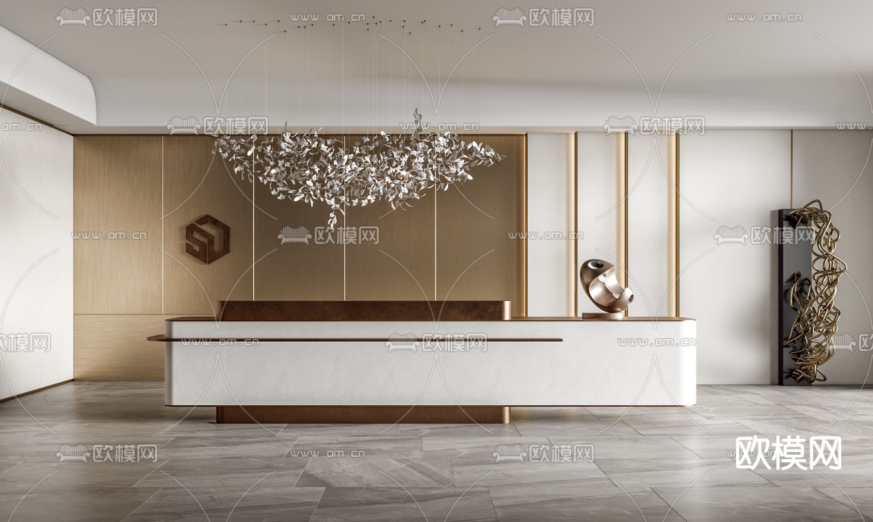 办公室前台 接待台3d模型下载