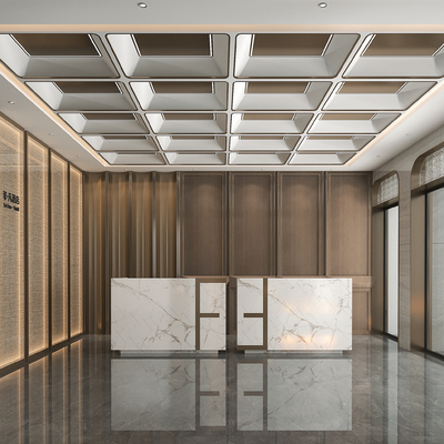  现代酒店大堂su模型 