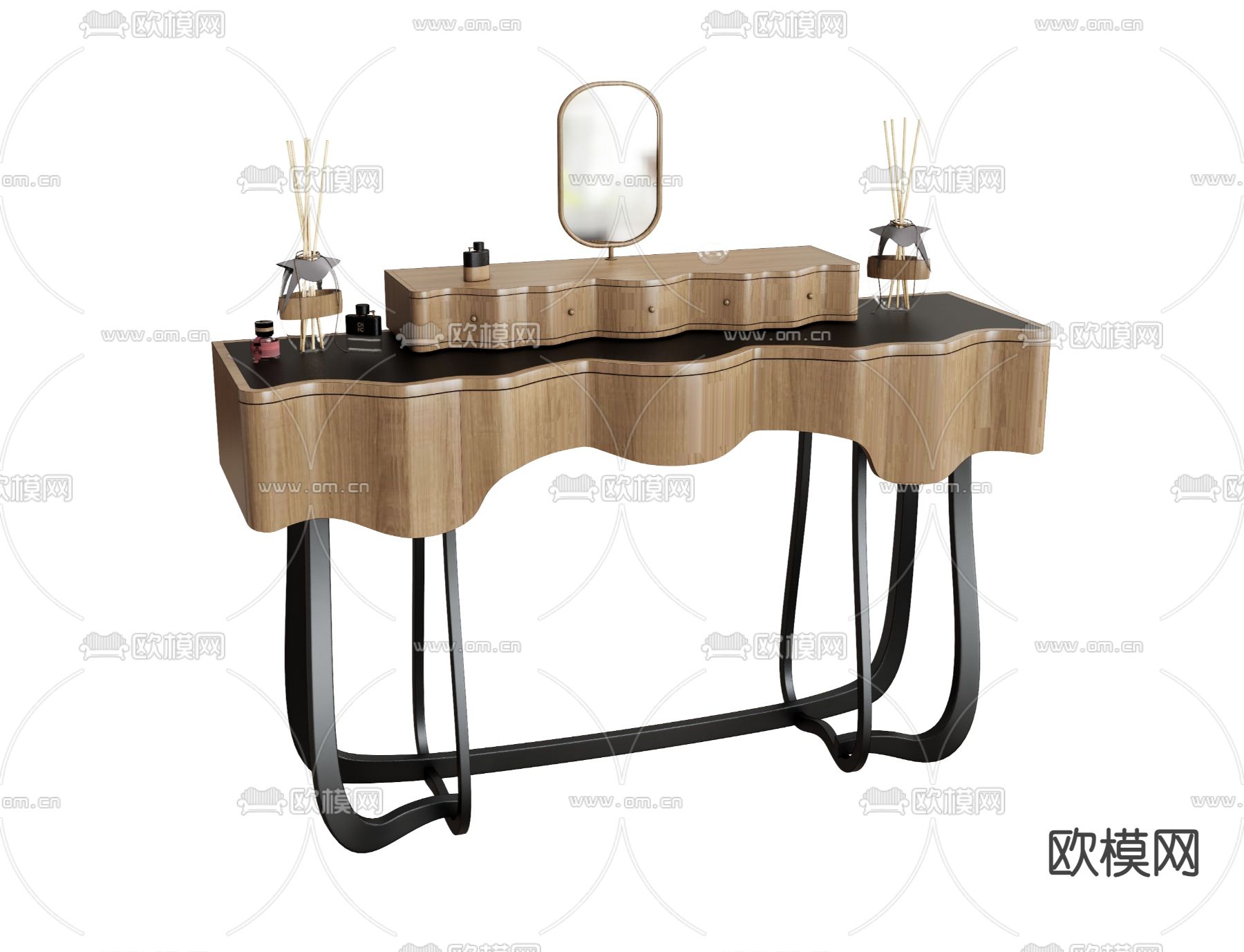 现代梳妆台su模型下载（渲染图1）