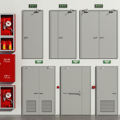  消防门 消火栓 防火门su模型 