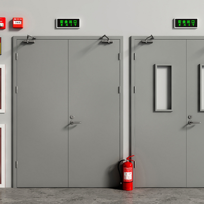  消防门 防火门 消防栓su模型 