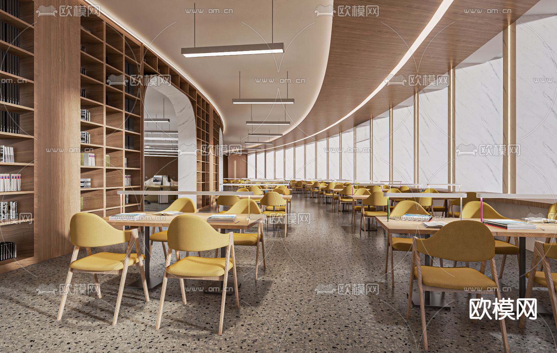 图书馆 阅读室3d模型下载