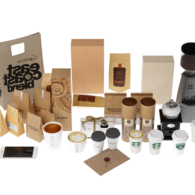  咖啡用品 食品袋 咖啡牛皮袋su模型 