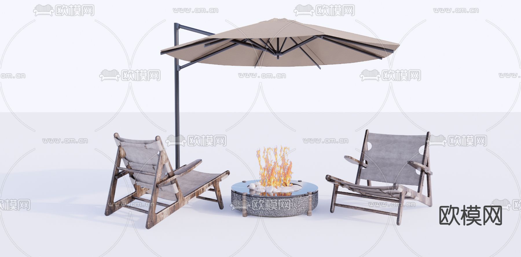 侘寂户外椅 休闲椅su模型下载（渲染图1）