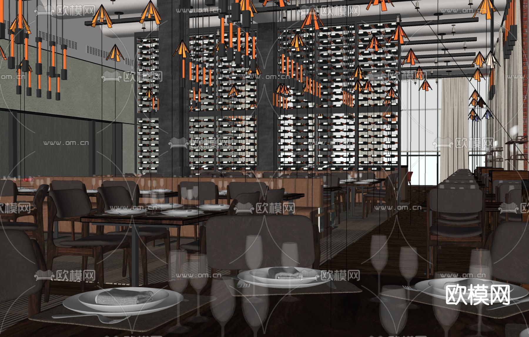 西餐厅su模型下载（渲染图2）
