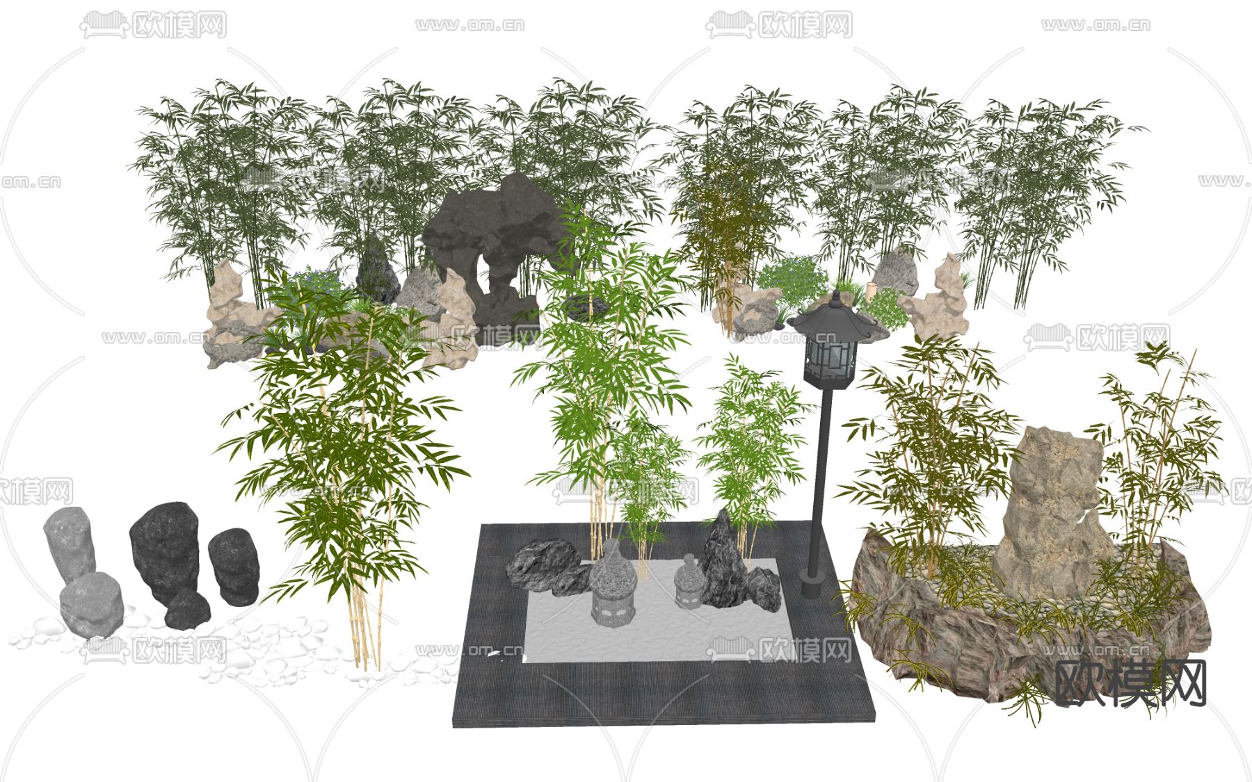 庭院竹林 竹子竹叶su模型下载