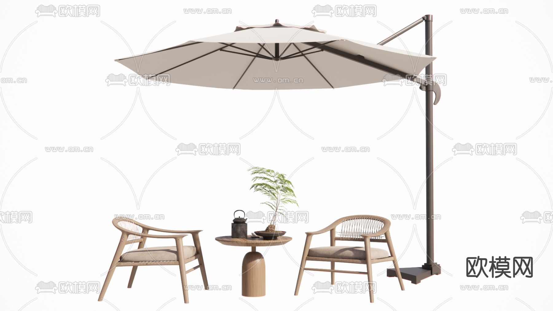 新中式户外椅 休闲椅su模型下载（渲染图1）