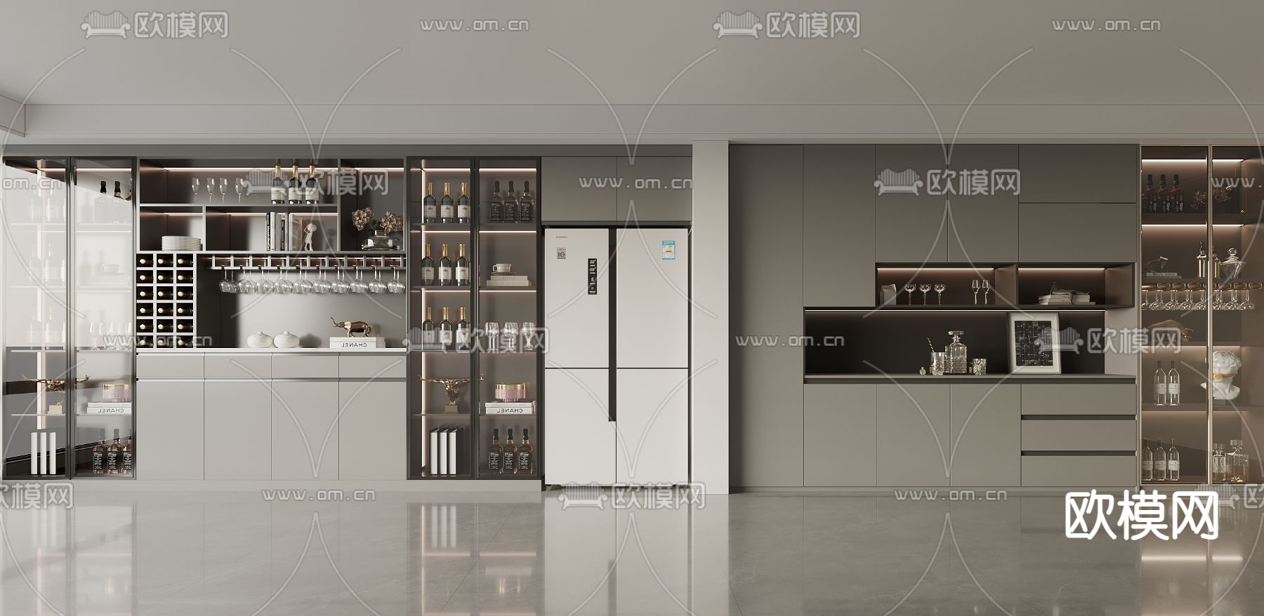 现代酒柜 餐边柜3d模型下载